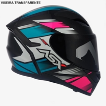 Capacete Asx City Preto Turquesa Rosa 60 (MP)