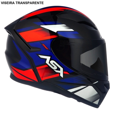 Capacete Asx City Preto Vermelho Azul 58 (MP)