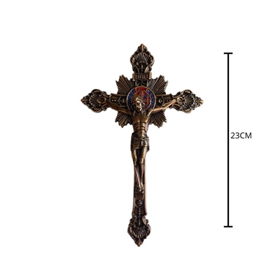 Crucifixo Carvalho Parede 23cm Bronze (MP)