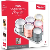 Conjunto Wellmix Porta Condimentos Inox Magnético Mix Pote 4,5 X 6,5cm (MP)