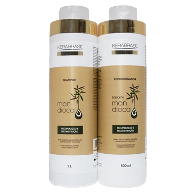 Kit Shampoo 1L + Condicionador 800ml Kerabrasil Mandioca (MP)