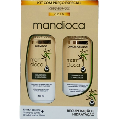 Kit Shampoo 230ml + Condicionador 190ml Kerabrasil Mandioca (MP)