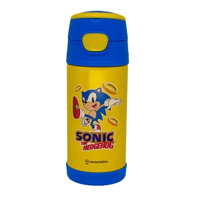 Garrafa Térmica Infantil Zonacriativa Top Handle Sonic Aço Inox 350ml (MP)