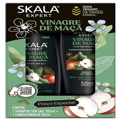 Kit Shampoo E Condicionador Skala Vinagre Maçã Com Keratina Vegetal 325ml (MP)