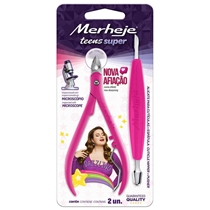 Alicate Para Cutícula E Espátula Merheje Teens Super Rosa (MP)