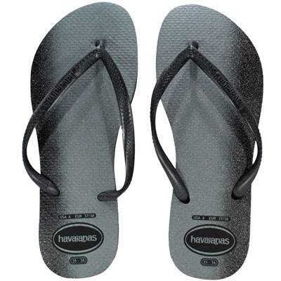 Sandália Havaianas Slim Gloss Preto E Prata 37/38 (MP)