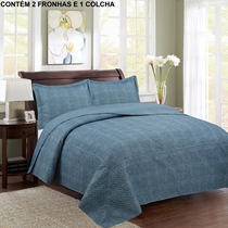 Kit Colcha Casal Rozac 3 Peças Provence 220x240cm Denim (MP)