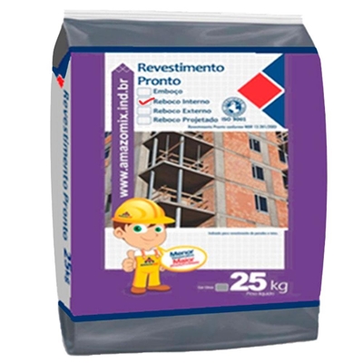 Argamassa Amazomix Pronta Para Reboco Interno 25Kg (MP)