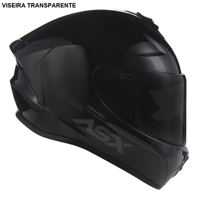 Capacete ASX Draken Solid Brilho Preto 60 (MP)