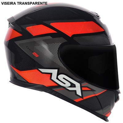 Capacete ASX Eagle Fast Brilho Preto Vermelho Grafite 60 (MP)