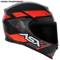 Capacete ASX Eagle Fast Brilho Preto Vermelho Grafite 60 (MP)