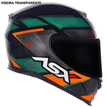 Capacete ASX Eagle Fast Brilho Preto Verde Grafite 60 (MP)