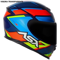 Capacete ASX Eagle Fast Fosco Azul Vermelho Azul 60 (MP)