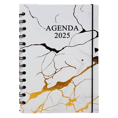 Agenda Sanxia 2025 Espiral Branca E Dourado 20x15cm (MP)