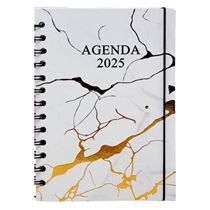 Agenda Sanxia 2025 Espiral Branca E Dourado 20x15cm (MP)