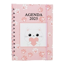 Agenda Sanxia 2025 Espiral Gatinha Patinhas Rosa 20x15cm (MP)