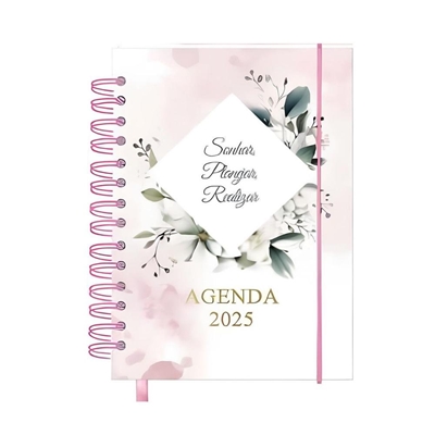 Agenda Sanxia 2025 Espiral Rosa E Branco 12x16cm (MP)