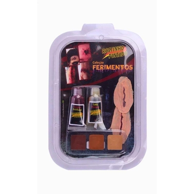 Kit Rostinho Pintado Para Caracterização Fake De Terror Ferimentos 7411-2 (MP)