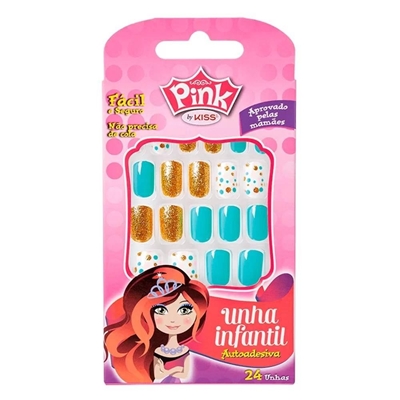 Unhas Postiças Kiss Infantil Pink 5 Autoadesivas (MP)