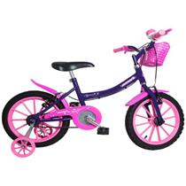 Bicicleta Infantil Monark Kids Aro 16 Aço Carbono Violeta e Rosa