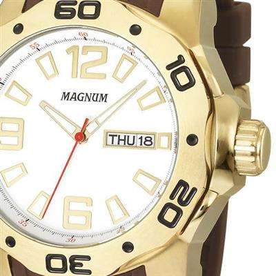 Relógio Masculino Magnum MA31891B Analógico Pulseira de Silicone Marrom