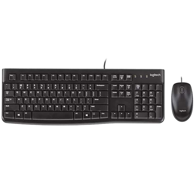 Kit Teclado e Mouse Logitech MK120 Com Fio Preto