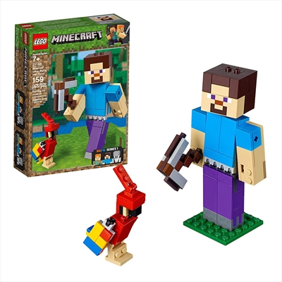 Brinquedo Lego Minecraft Bigfig Steve com Papagaio 21148