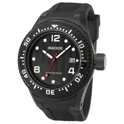 Relógio Magnum Social Masculino MA21919T Pulseira de Couro Preto