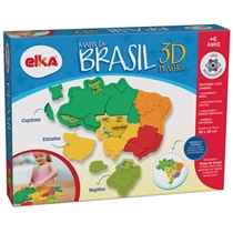 Mapa Do Brasil 3D Elka Multidisciplinar Plástico Colorido 1109