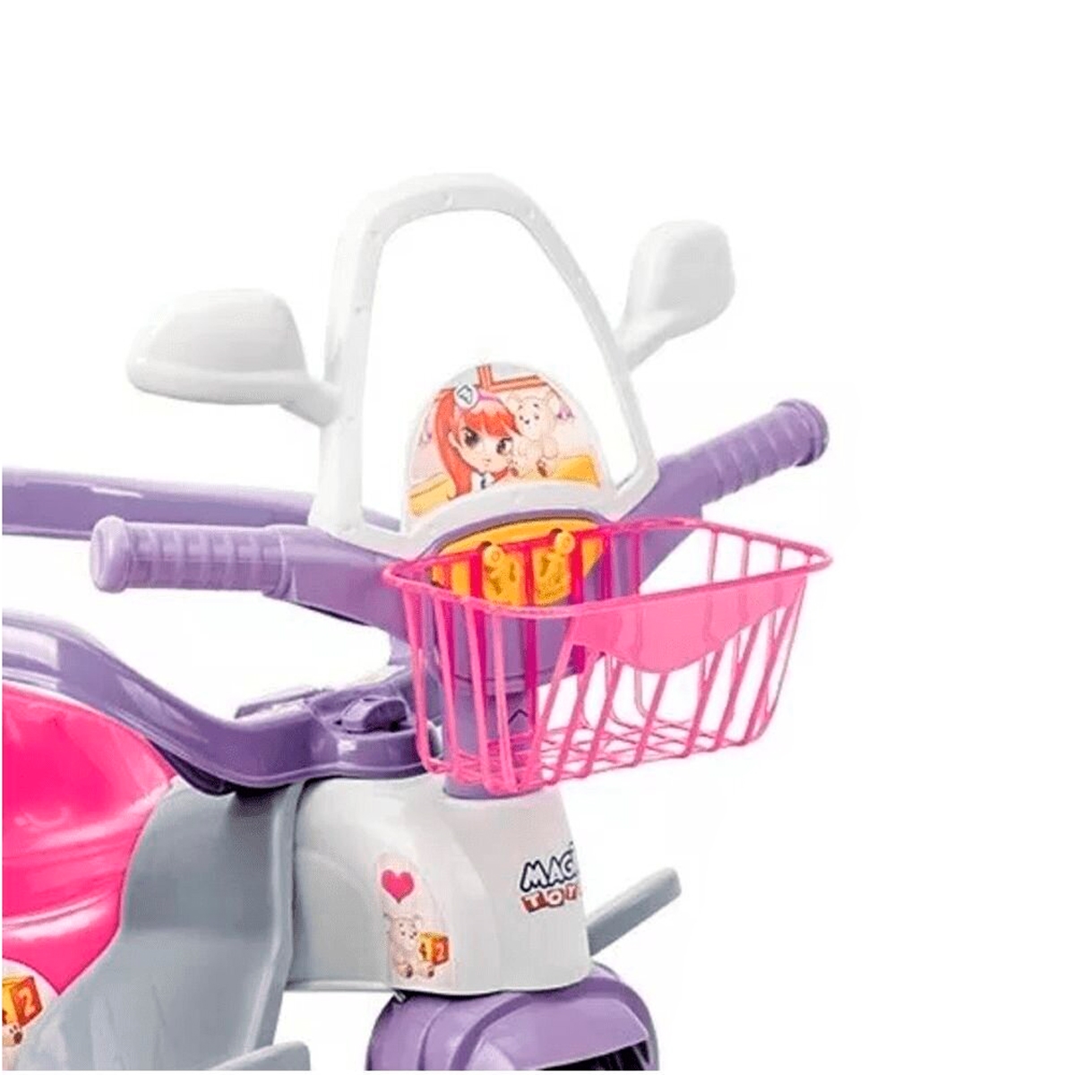 Motoca Triciclo Tico-Tico Com Proteção e Cabo Meg - Magic Toys
