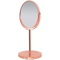 Espelho Mimo Style Redondo De Aumento Com Base Amplia Até 5X Bronze 6017