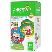 Lavitan Kids 60 Comprimidos Mastigáveis Sabores Uva Lima-Limão E Laranja