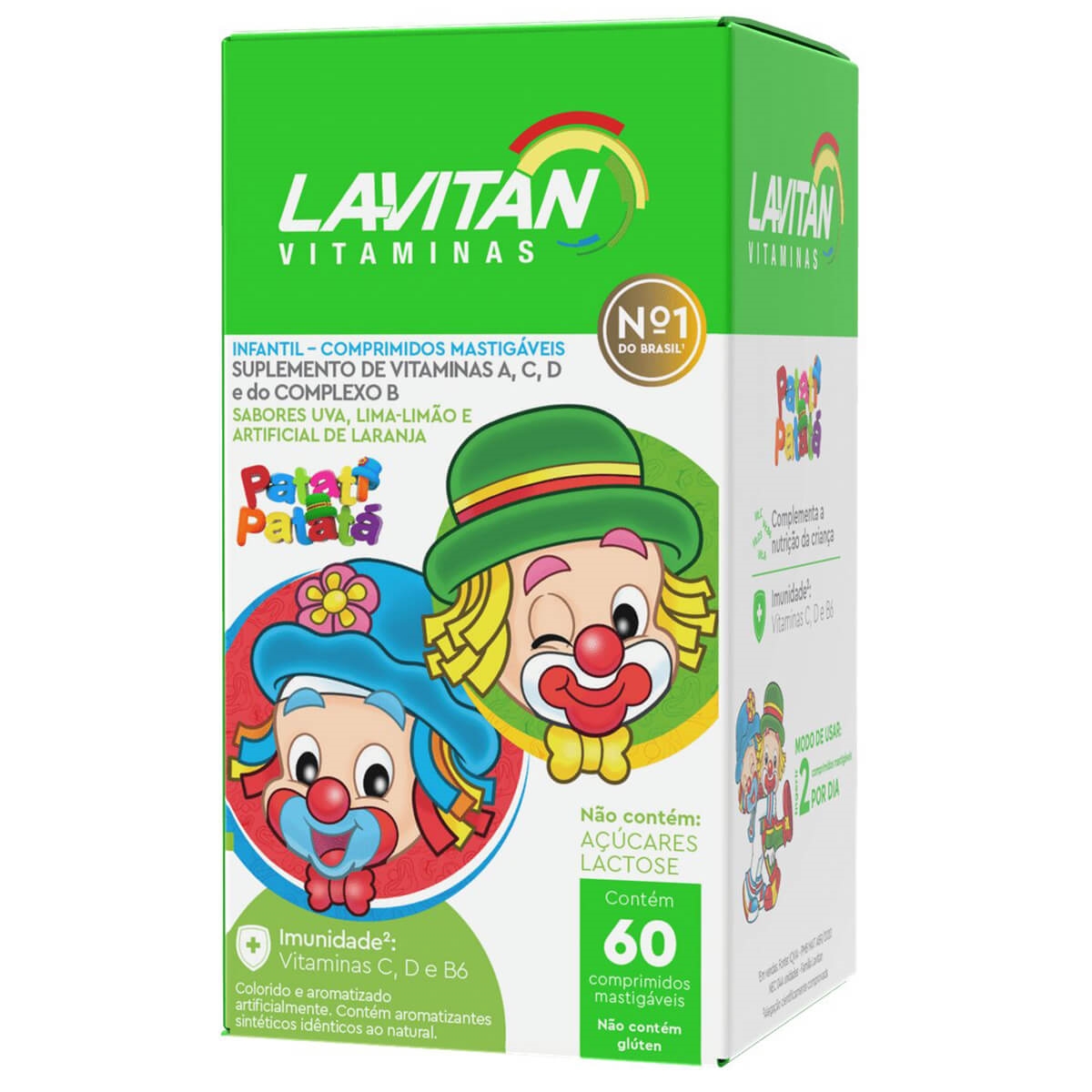 Lavitan Kids 60 Comprimidos Mastigáveis Sabores Uva Lima-Limão E ...