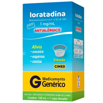 Xarope Loratadina 1mg/ml 100ml Cimed Genérico
