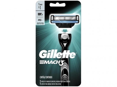 Barbeador Gillette Mach 3 Fast Shave Recarregável Cabeça Móvel 1 Unidade