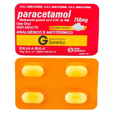 Paracetamol 750mg 4 Comprimidos | Bemol Farma