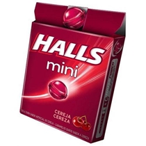 Balas Mini Halls sem Açúcar Sabor Cereja 15g