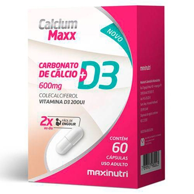 Calcium Maxx D3 600mg+200UI 60 Cápsulas
