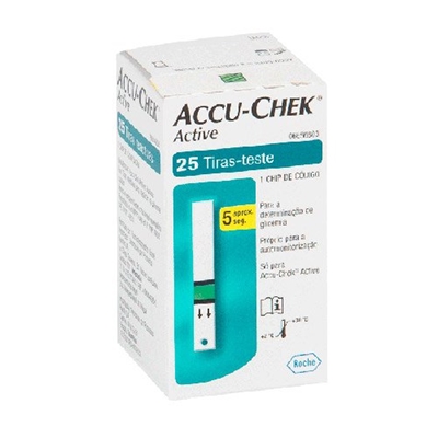 Tira Reagente Glicemia Roche Accu-Chek Active com 25 Tiras