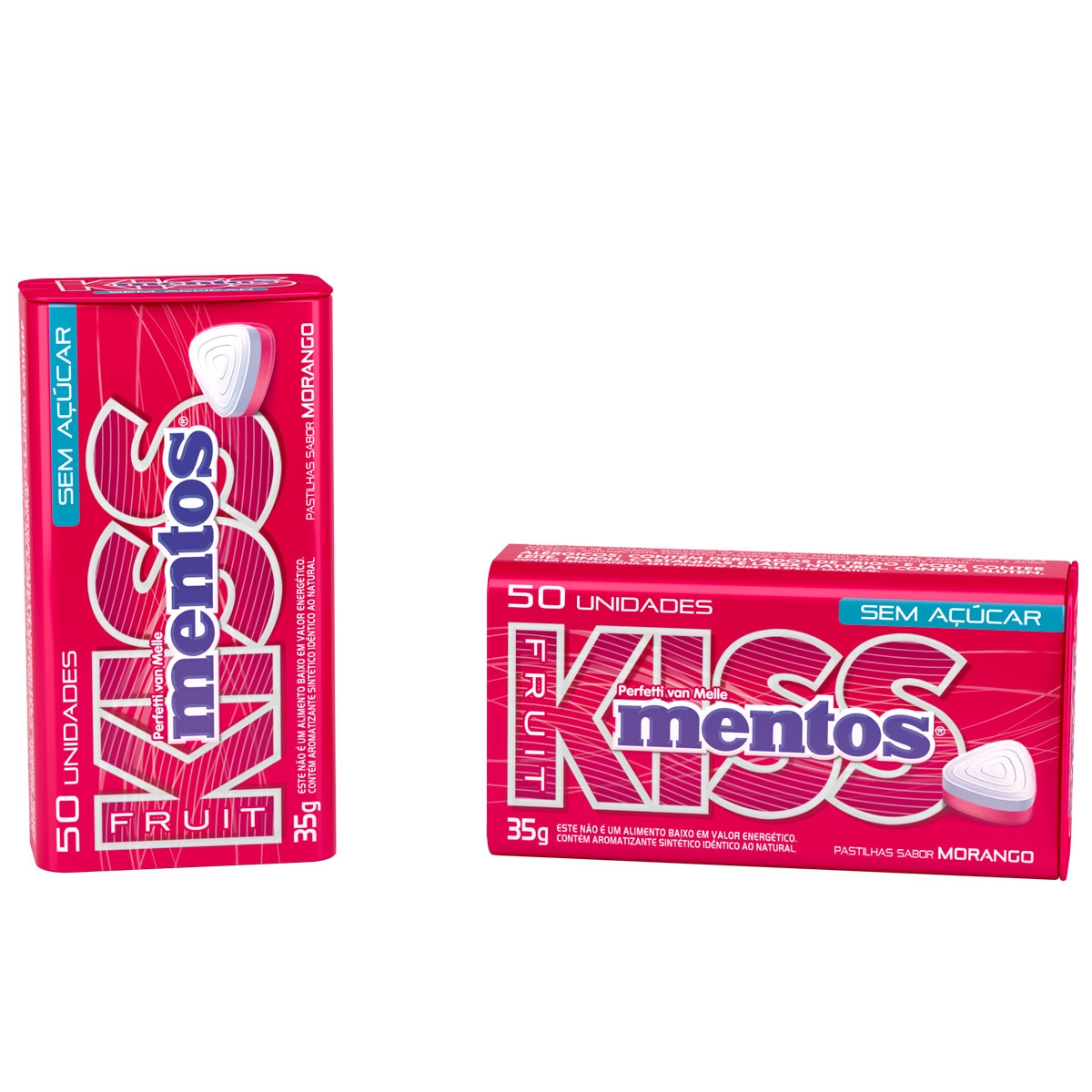 Pastilhas Mentos Kiss Morango Lata 35g Bemol Farma 9884