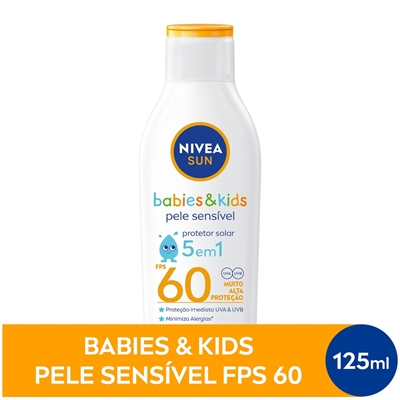 Protetor Solar Nivea Kids Sensitive & Pure Fps 60 125ml
