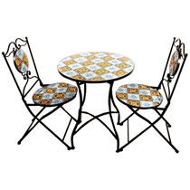 Conjunto 3 Peças 1 Mesa 2 Cadeiras Set Mosaico para Pátio Latcor LAHC84868