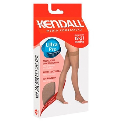 Meia Longa De Média Compressão Renda com Silicone sem Ponteira Mel Média 7/8 Kendall