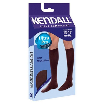 Meia Masculina Suave Compressão Preta Média 3/4 Kendall