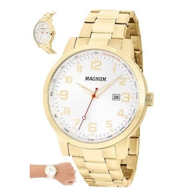 Relógio Masculino Magnum Automático Luxo Dourado Original Cor Do Bisel  Igual As Imagens Cor Do Fundo