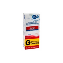 Maleato de Dexclorfeniramina EMS 2mg  Genérico 20 Comprimidos