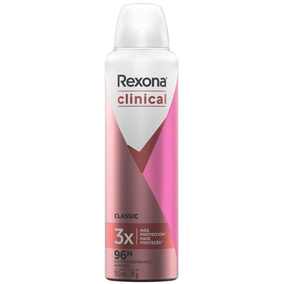 Desodorante Aerosol Feminino Rexona Clinical Antitranspirante Classic 96h 150ml