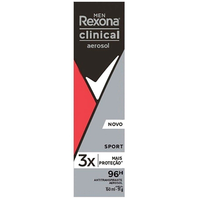 DESODORANTE REXONA CLINICAL MEN CLEAN 150ML - Desodorante Antitranspirante aerosol  Rexona Clinical Men clean 150ml - UNILEVER