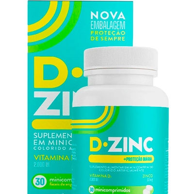 D-Zinc Vitamina D 2000Ui + Zinco 30Mg 30 Cápsulas