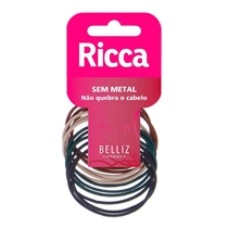 Elástico para Cabelo Ricca sem Metal Belliz 2mm 12 Unidades